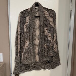 ANGL Textured Knit Cardigan - Black and Cream